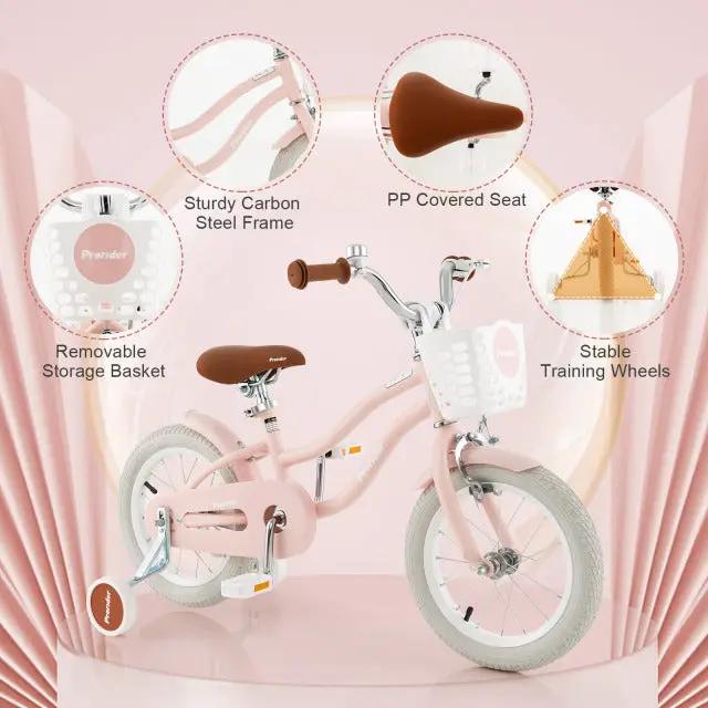12 Inch Kids Bike with Helmet Protective Set Pink by DirectDeals