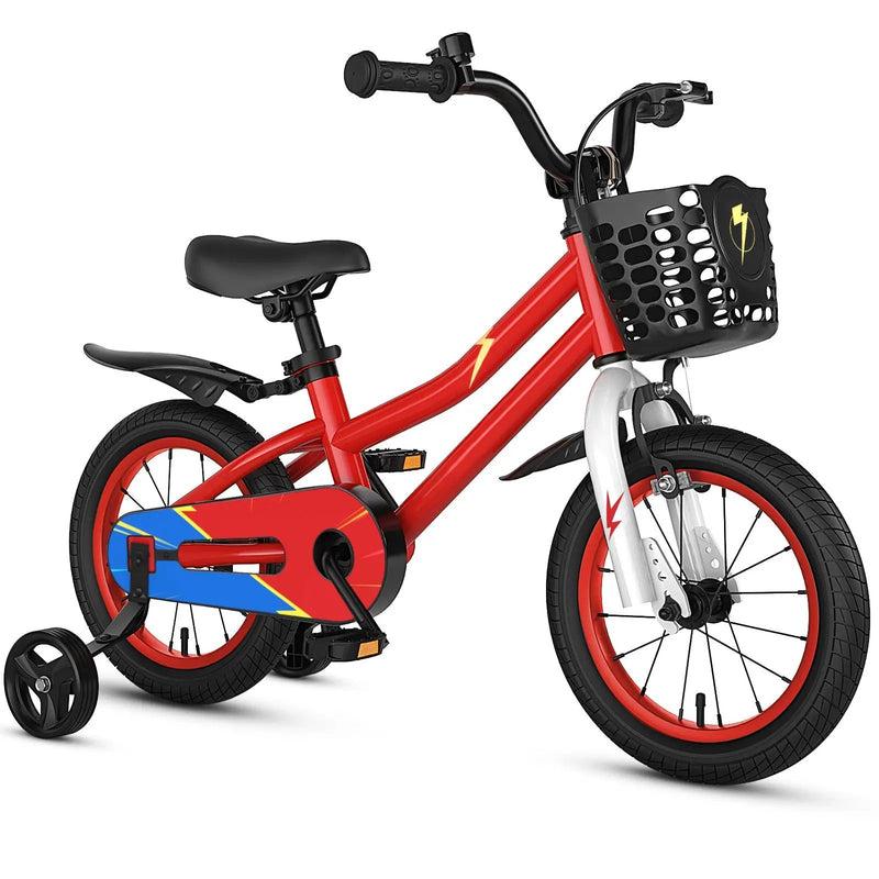 14 Inch Kids Bike Red with Pink Helmet Protective Set by DirectDeals