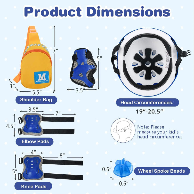 14 Inch Kids Bike White with Blue Helmet Protective Set by DirectDeals