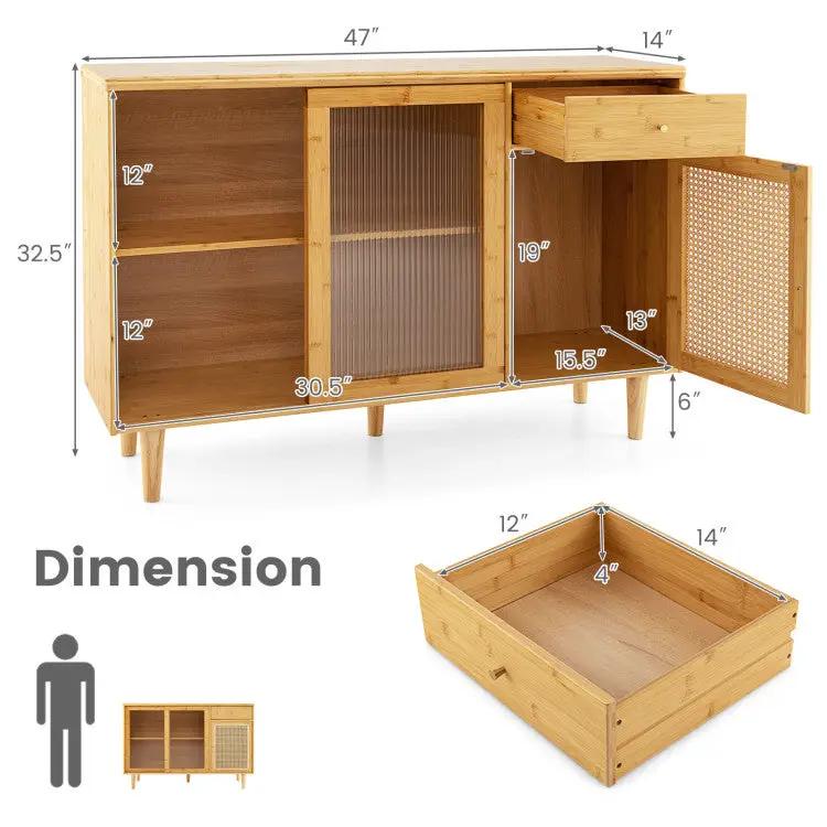3-Piece Modern Dining Room Set: Wooden Dining Chairs + Bamboo Sideboard Cabinet + Tall Storage Cabinet by DirectDeals
