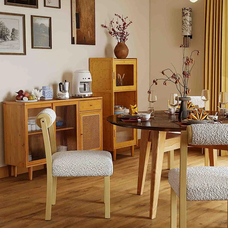 3-Piece Modern Dining Room Set: Wooden Dining Chairs + Bamboo Sideboard Cabinet + Tall Storage Cabinet by DirectDeals