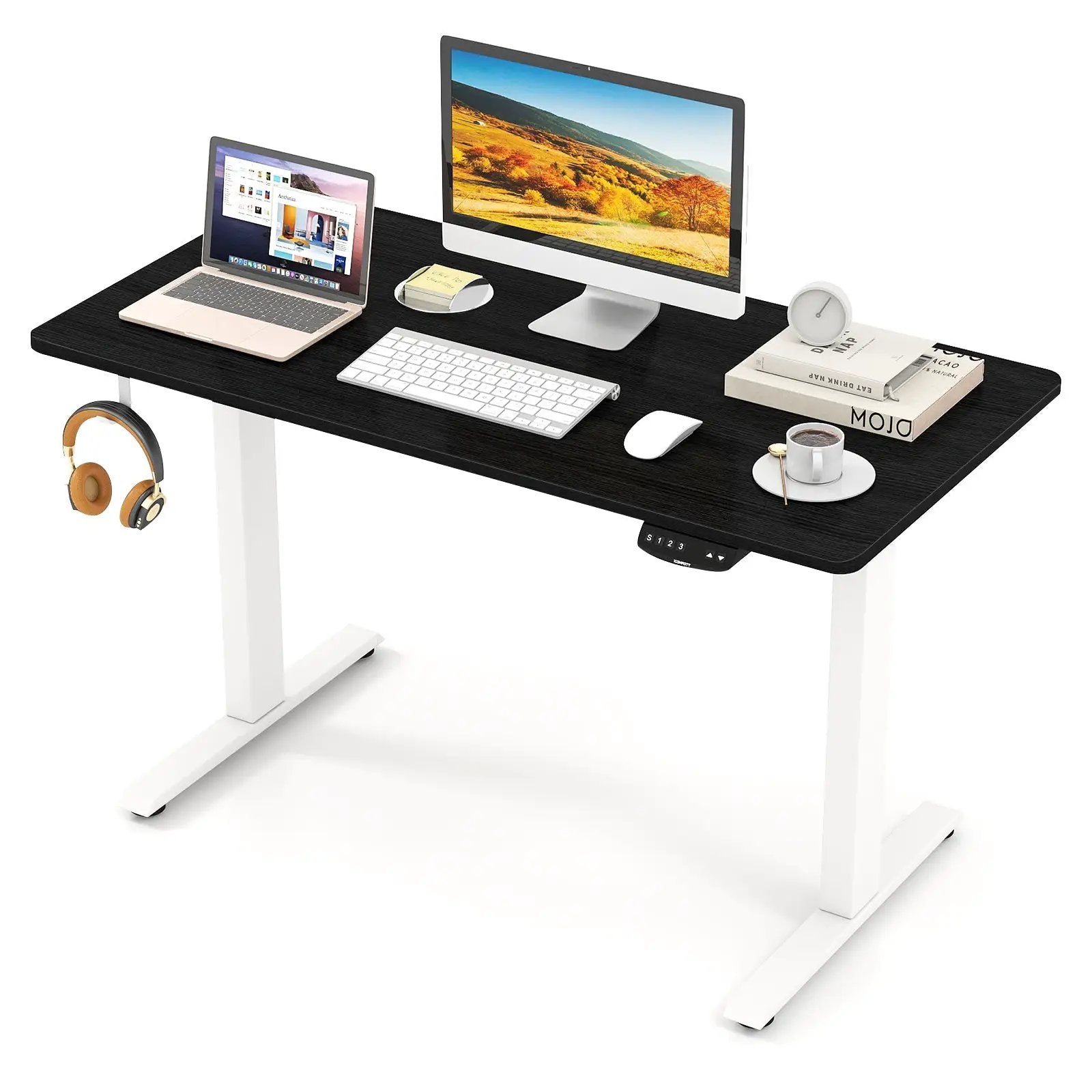 Electric Standing Desk Height Adjustable with 3 Memory Heights Black by DirectDeals