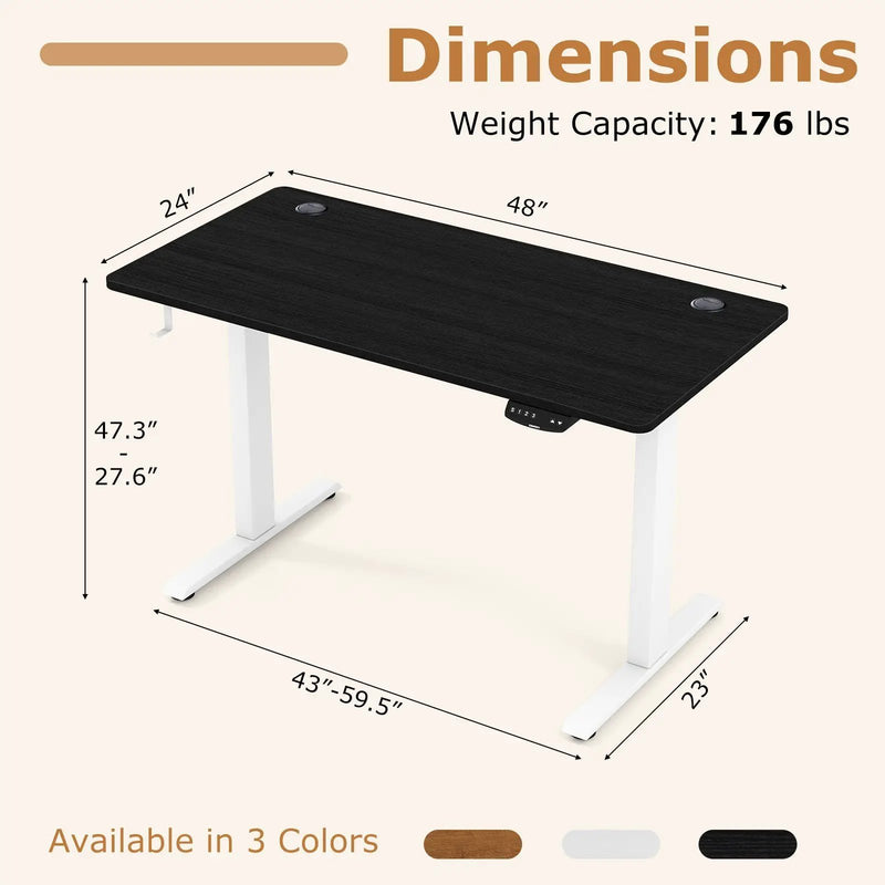 Electric Standing Desk Height Adjustable with 3 Memory Heights Black by DirectDeals