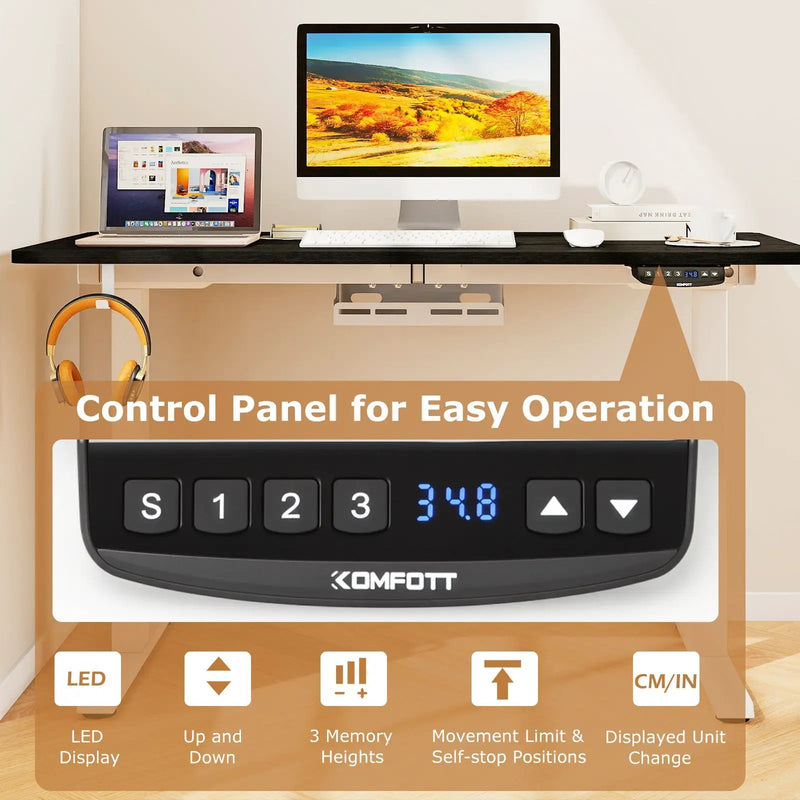 Electric Standing Desk Height Adjustable with 3 Memory Heights Black by DirectDeals