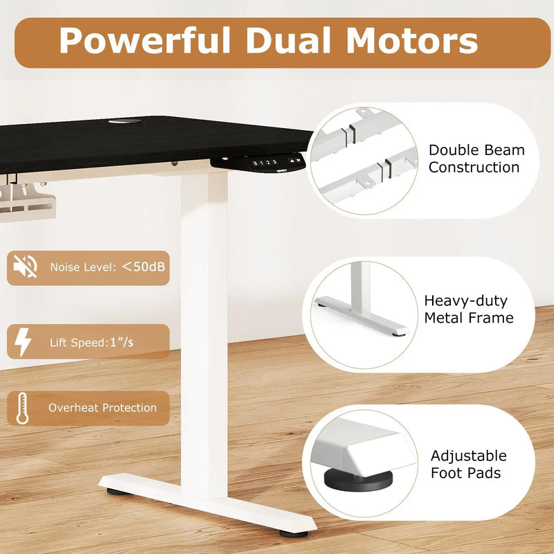 Electric Standing Desk Height Adjustable with 3 Memory Heights Black by DirectDeals