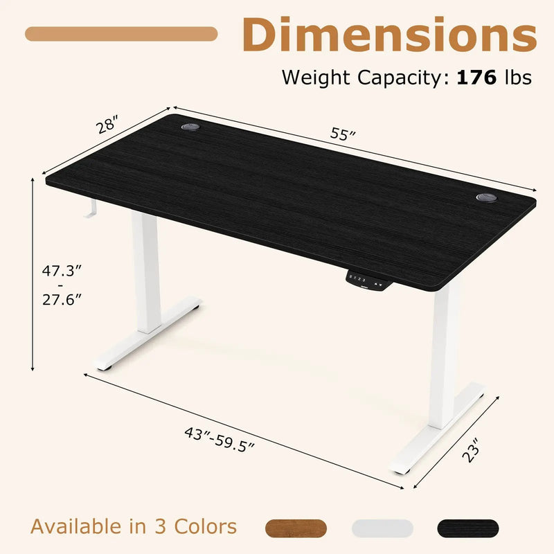 Electric Standing Desk Height Adjustable with 3 Memory Heights Black by DirectDeals