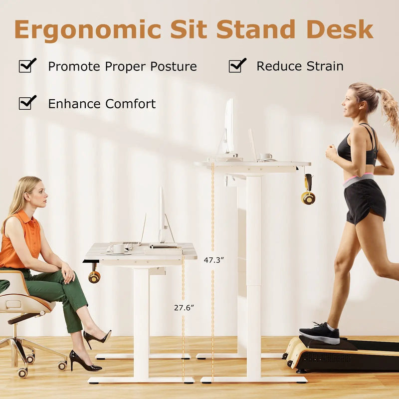 Electric Standing Desk Height Adjustable with 3 Memory Heights White by DirectDeals