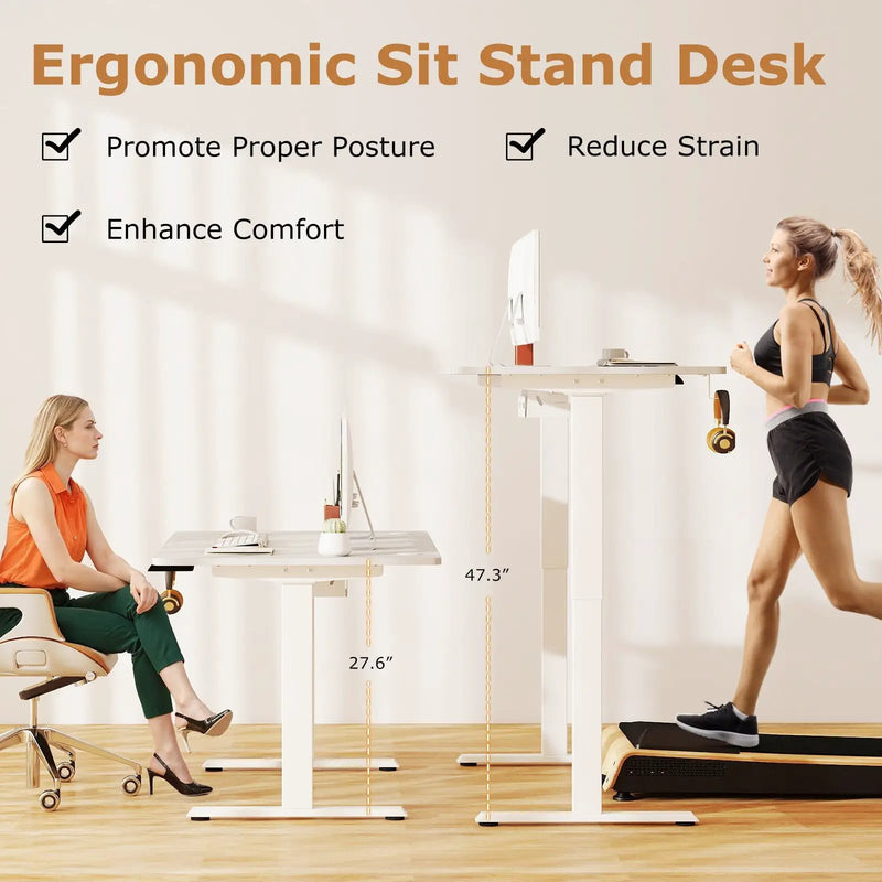 Electric Standing Desk Height Adjustable with 3 Memory Heights White by DirectDeals
