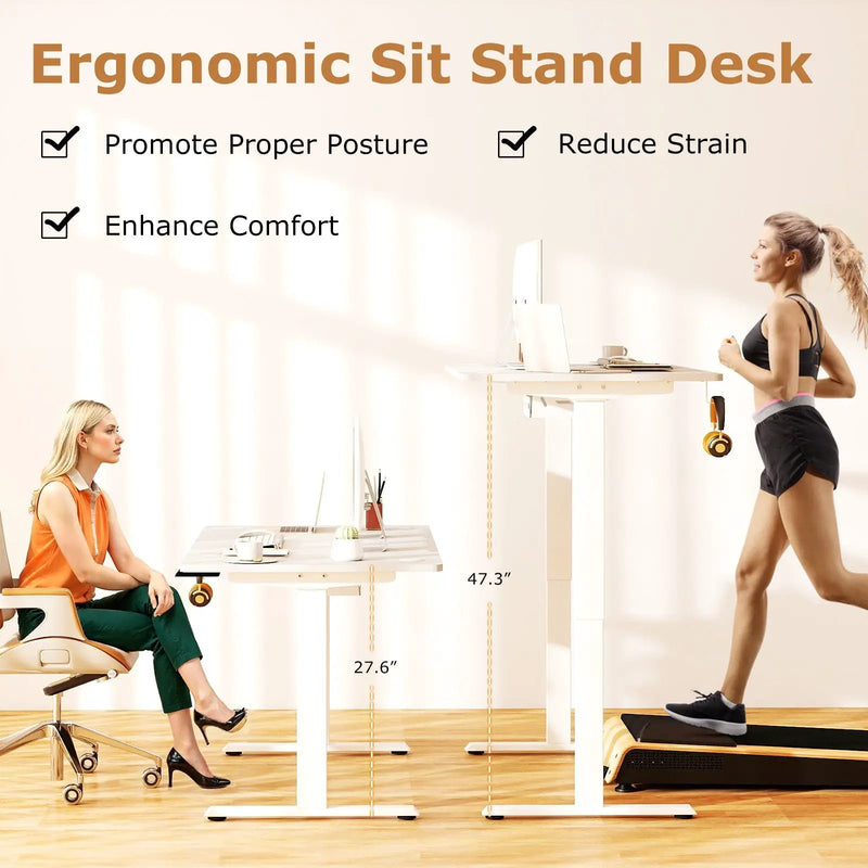 Electric Standing Desk Height Adjustable with 3 Memory Heights White by DirectDeals