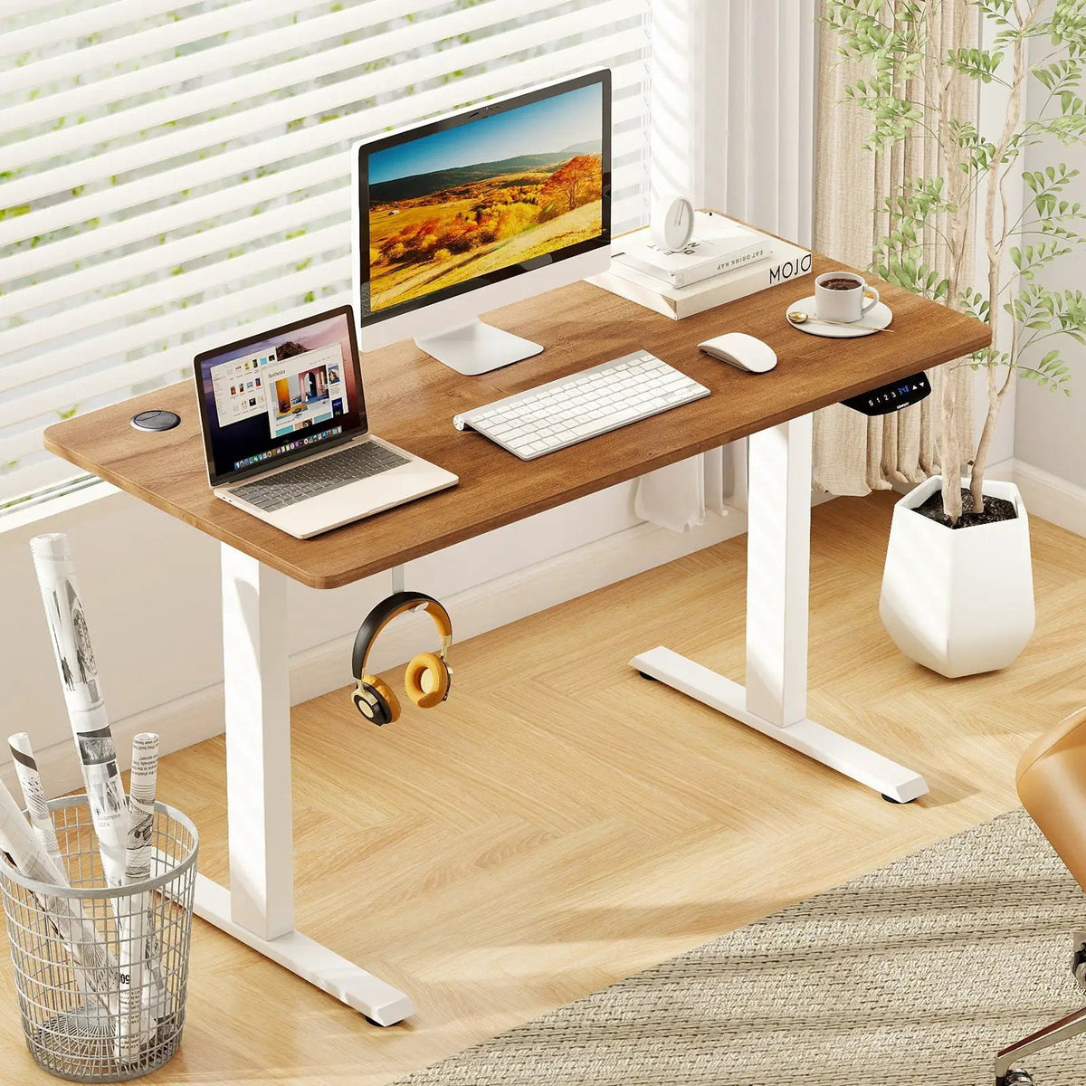 Electric Standing Desk Height Adjustable with 3 Memory Heights Walnut, photo 2 of 24