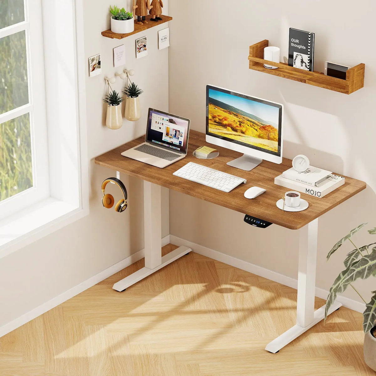 Electric Standing Desk Height Adjustable with 3 Memory Heights Walnut, photo 6 of 24