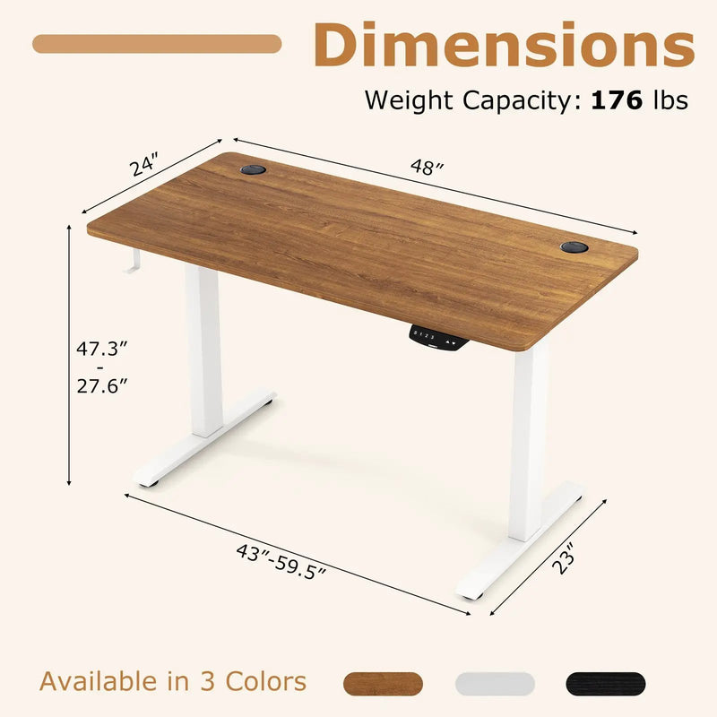 Electric Standing Desk Height Adjustable with 3 Memory Heights Walnut by DirectDeals