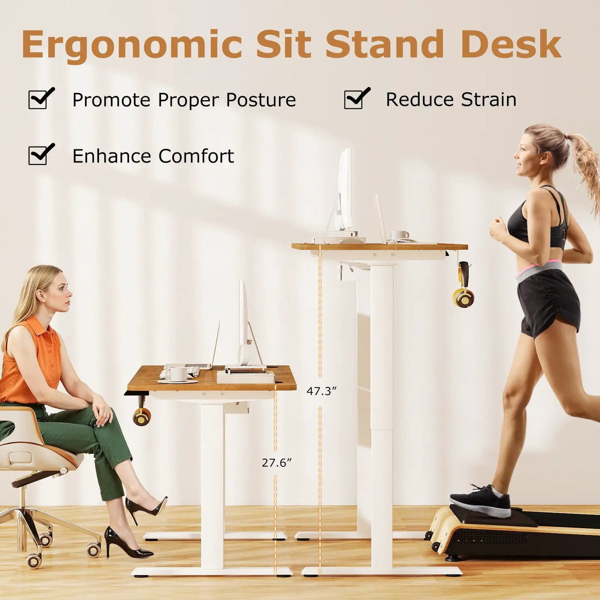 Electric Standing Desk Height Adjustable with 3 Memory Heights Walnut, photo 16 of 24