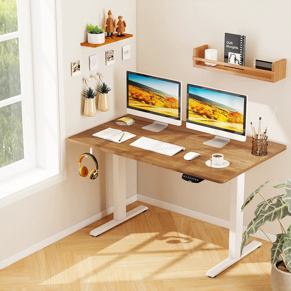 Electric Standing Desk Height Adjustable with 3 Memory Heights Walnut, photo 4 of 24
