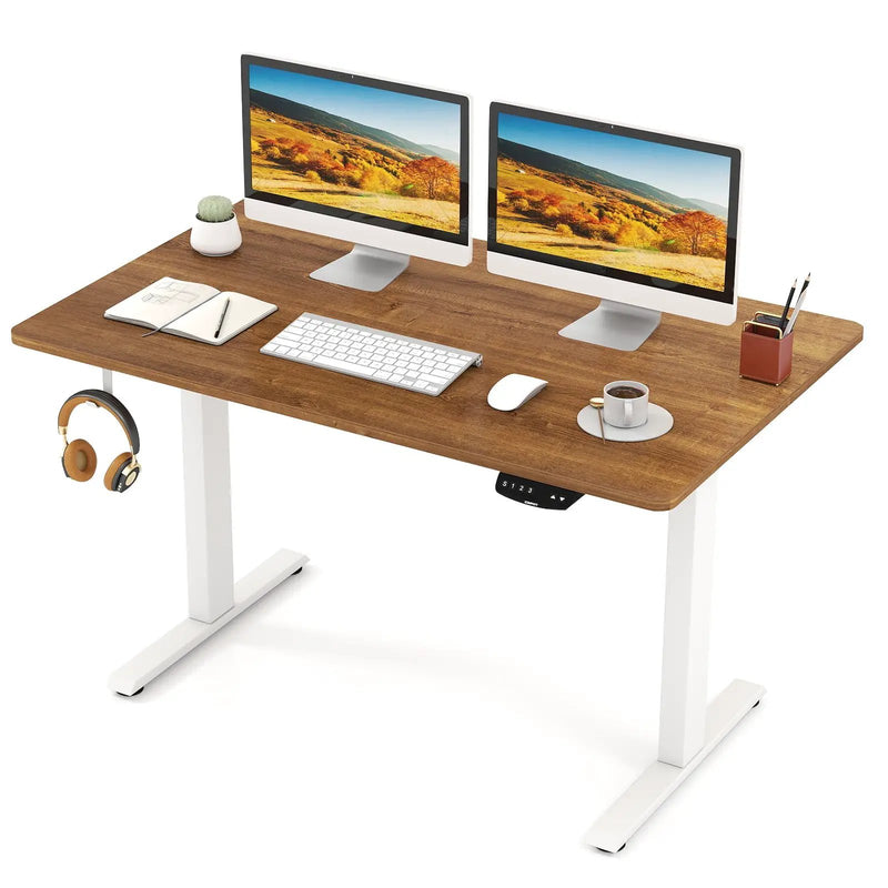 Electric Standing Desk Height Adjustable with 3 Memory Heights Walnut by DirectDeals