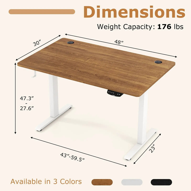 Electric Standing Desk Height Adjustable with 3 Memory Heights Walnut by DirectDeals
