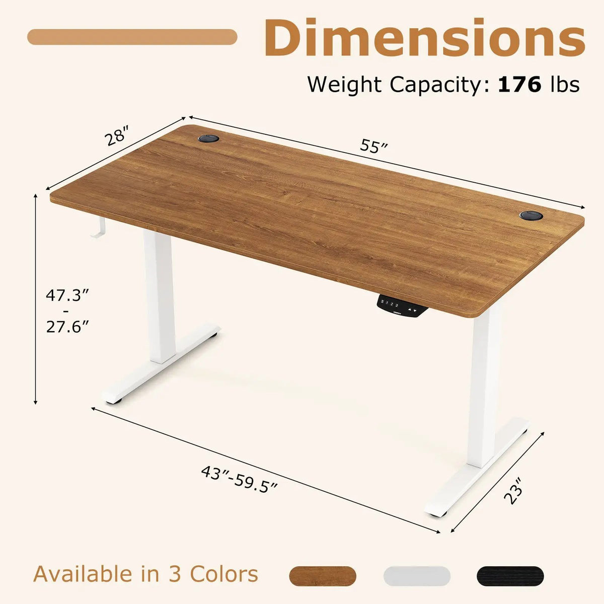 Electric Standing Desk Height Adjustable with 3 Memory Heights Walnut, photo 13 of 24