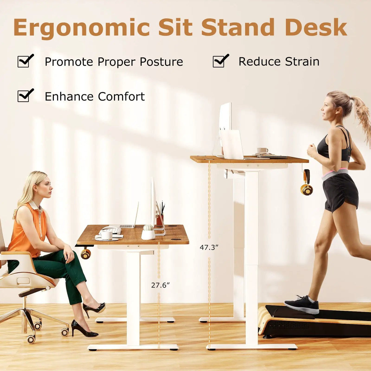 Electric Standing Desk Height Adjustable with 3 Memory Heights Walnut, photo 18 of 24
