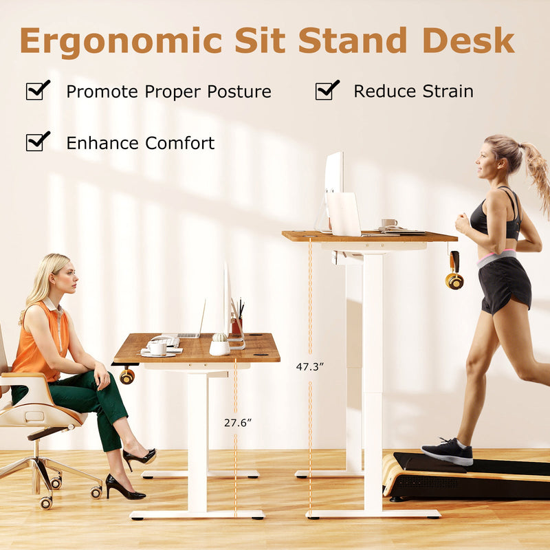 Electric Standing Desk Height Adjustable with 3 Memory Heights Walnut by DirectDeals