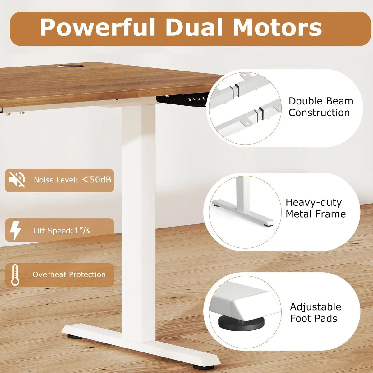 Electric Standing Desk Height Adjustable with 3 Memory Heights Walnut, photo 24 of 24