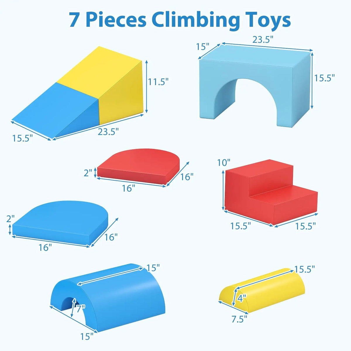 7-Piece Soft Foam Toddler Climbing Blocks Set PU Leather for 1+ Year Old, photo 14 of 32