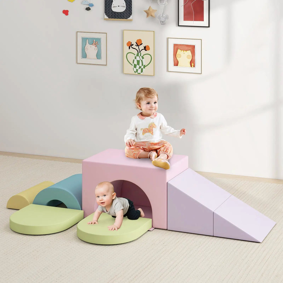 7-Piece Soft Foam Toddler Climbing Blocks Set PU Leather for 1+ Year Old, photo 3 of 32