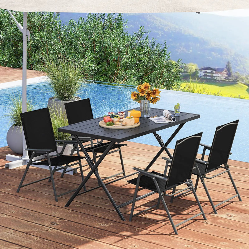 5-Piece Foldable Outdoor Dining Set for Backyard Garden Deck by DirectDeals