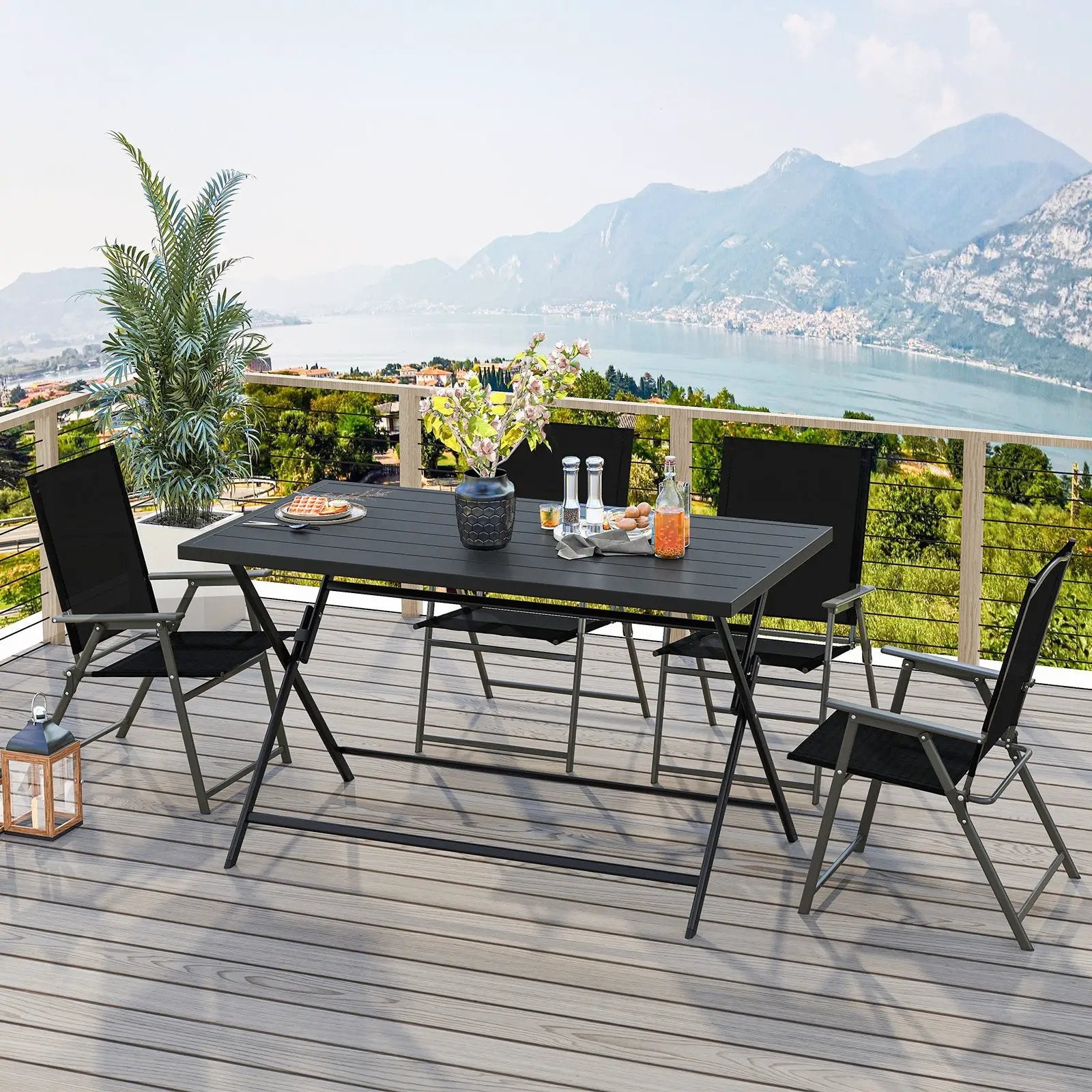 5-Piece Foldable Outdoor Dining Set for Backyard Garden Deck by DirectDeals