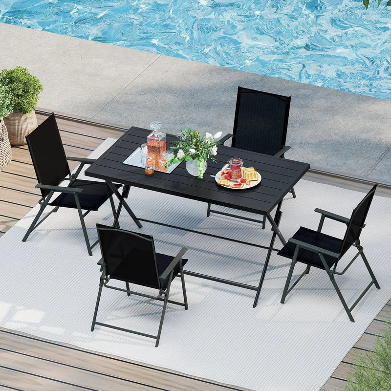 5-Piece Foldable Outdoor Dining Set for Backyard Garden Deck by DirectDeals