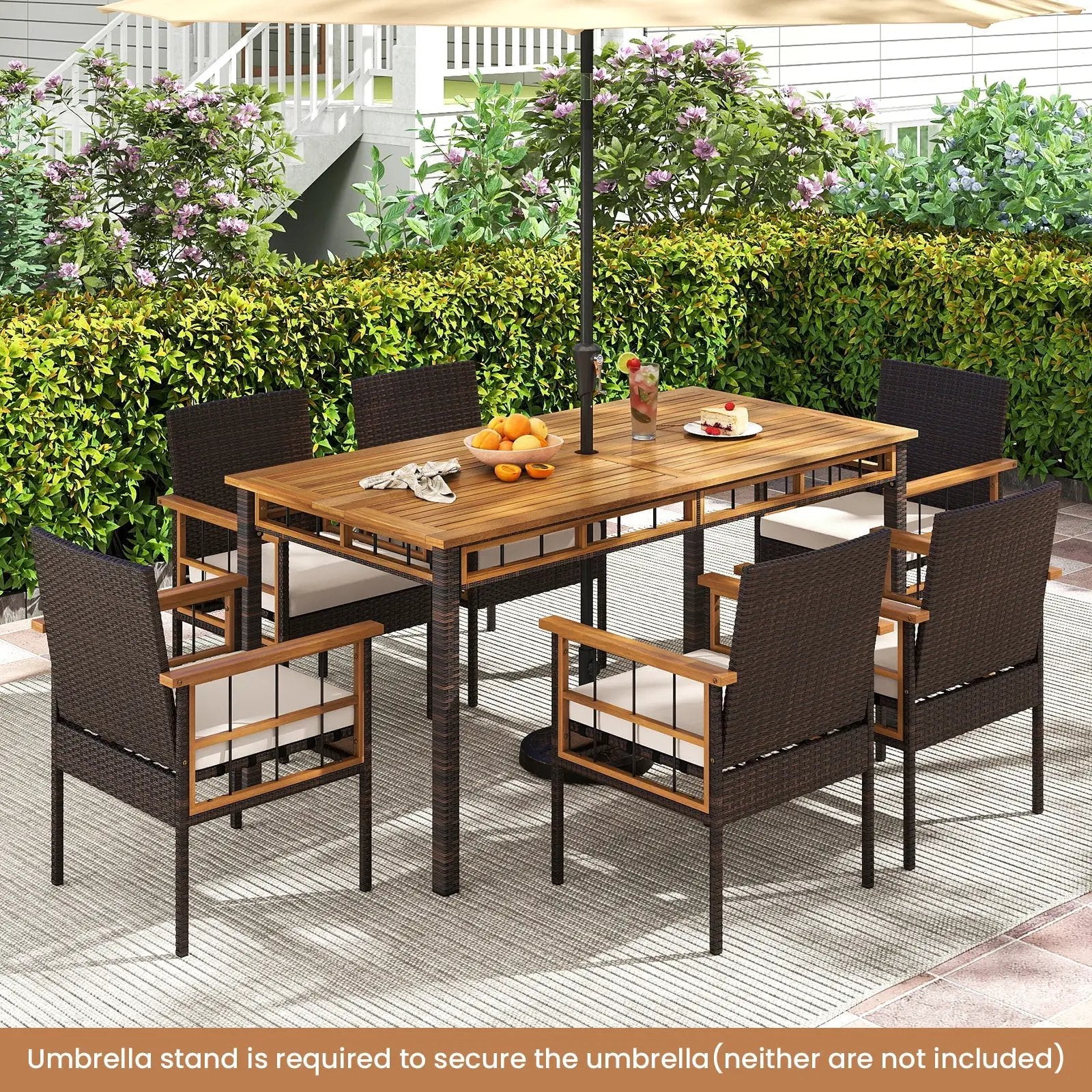 7 Pieces PE Wicker Patio Dining Set for Garden and Backyard by DirectDeals