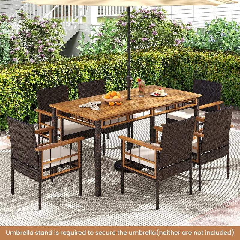 7 Pieces PE Wicker Patio Dining Set for Garden and Backyard by DirectDeals