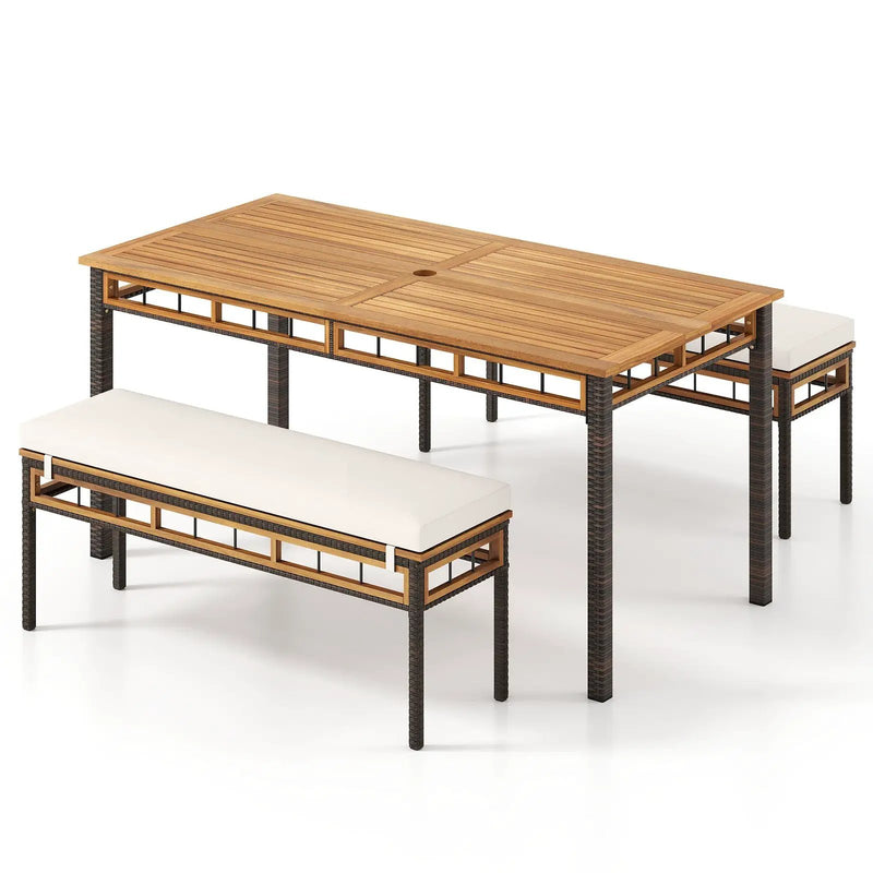 3 Pieces Acacia Wood Patio Dining Set for Deck and Backyard by DirectDeals