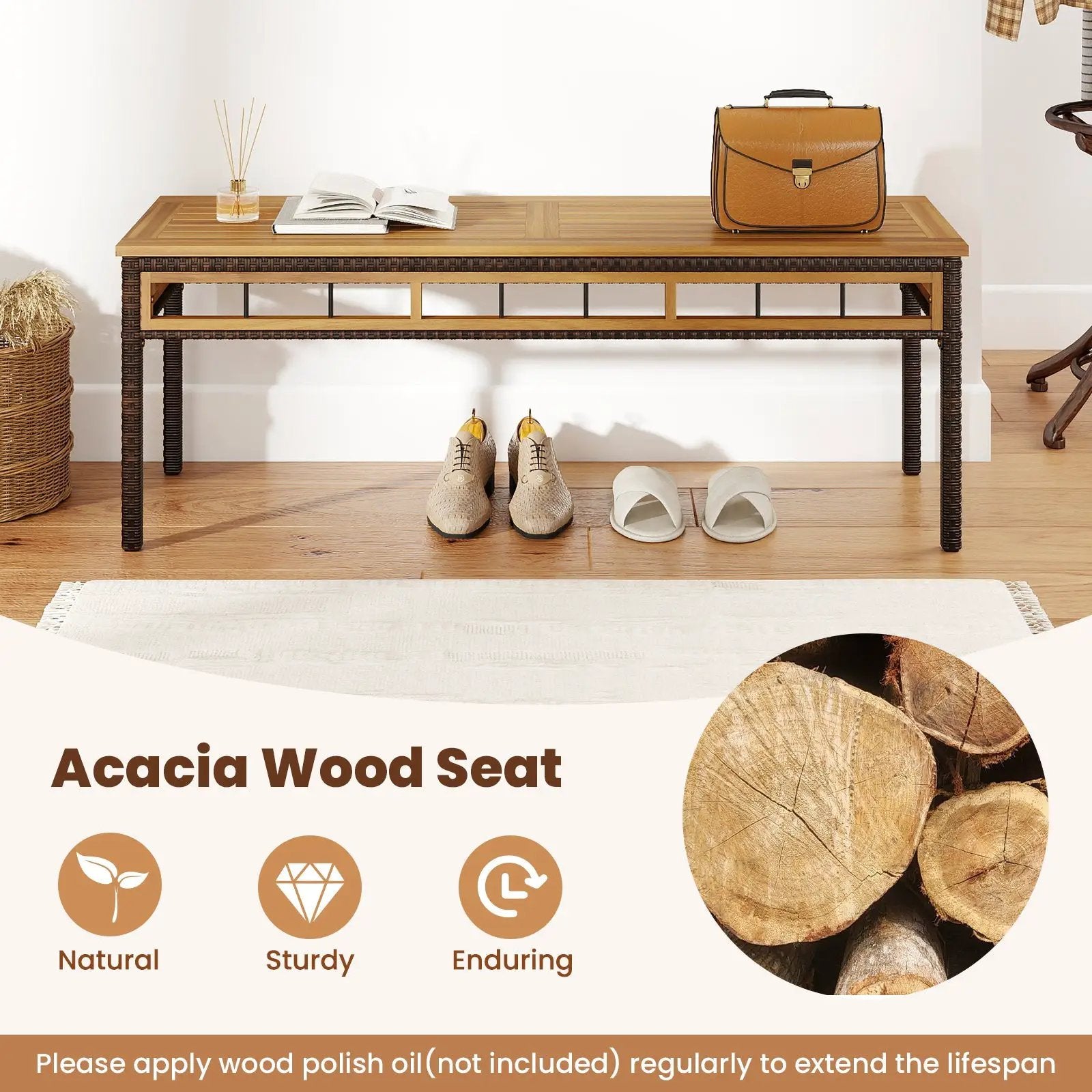 3 Pieces Acacia Wood Patio Dining Set for Deck and Backyard by DirectDeals