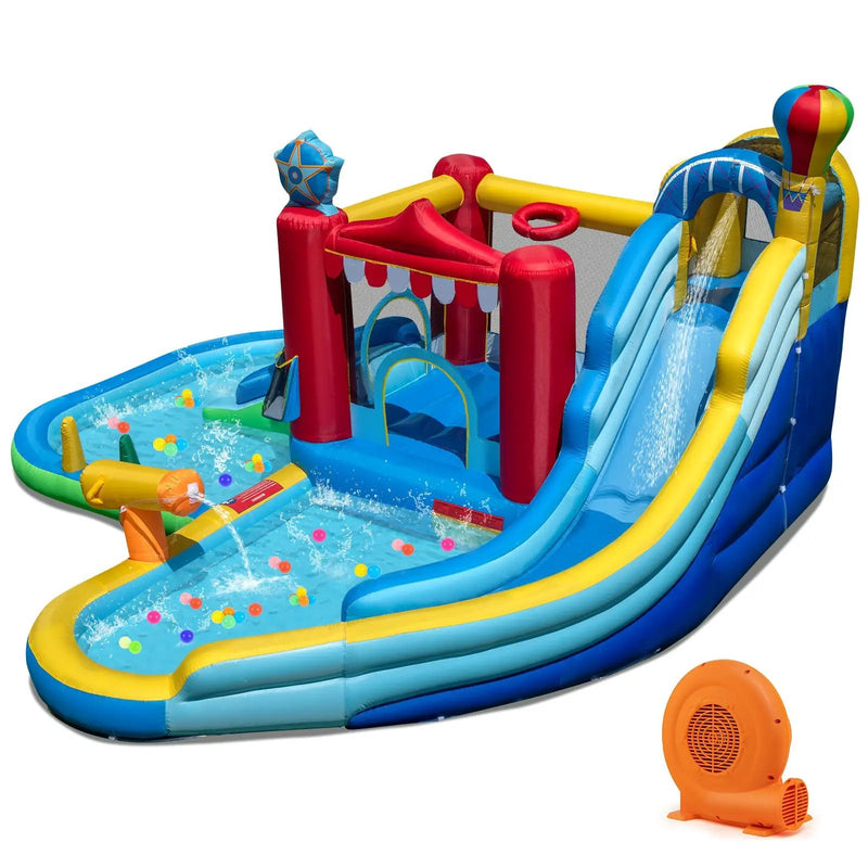 Inflatable Water Park with Splash Pool 50 Ocean Balls and 750W Blower by DirectDeals