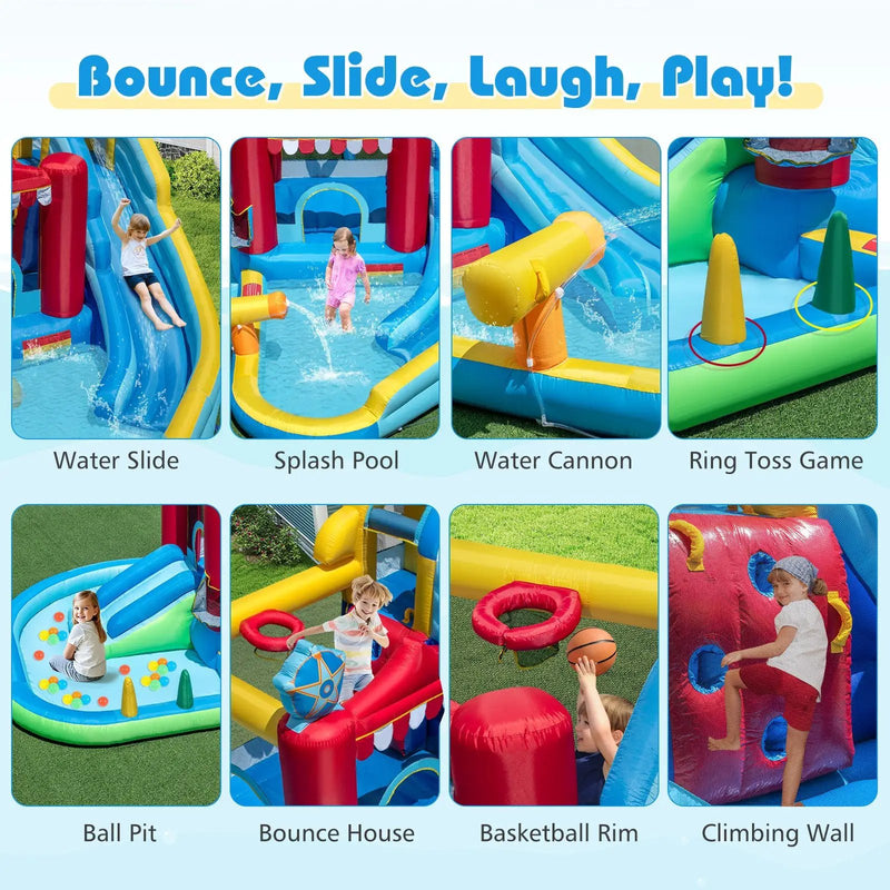 Inflatable Water Park with Splash Pool 50 Ocean Balls and 750W Blower by DirectDeals