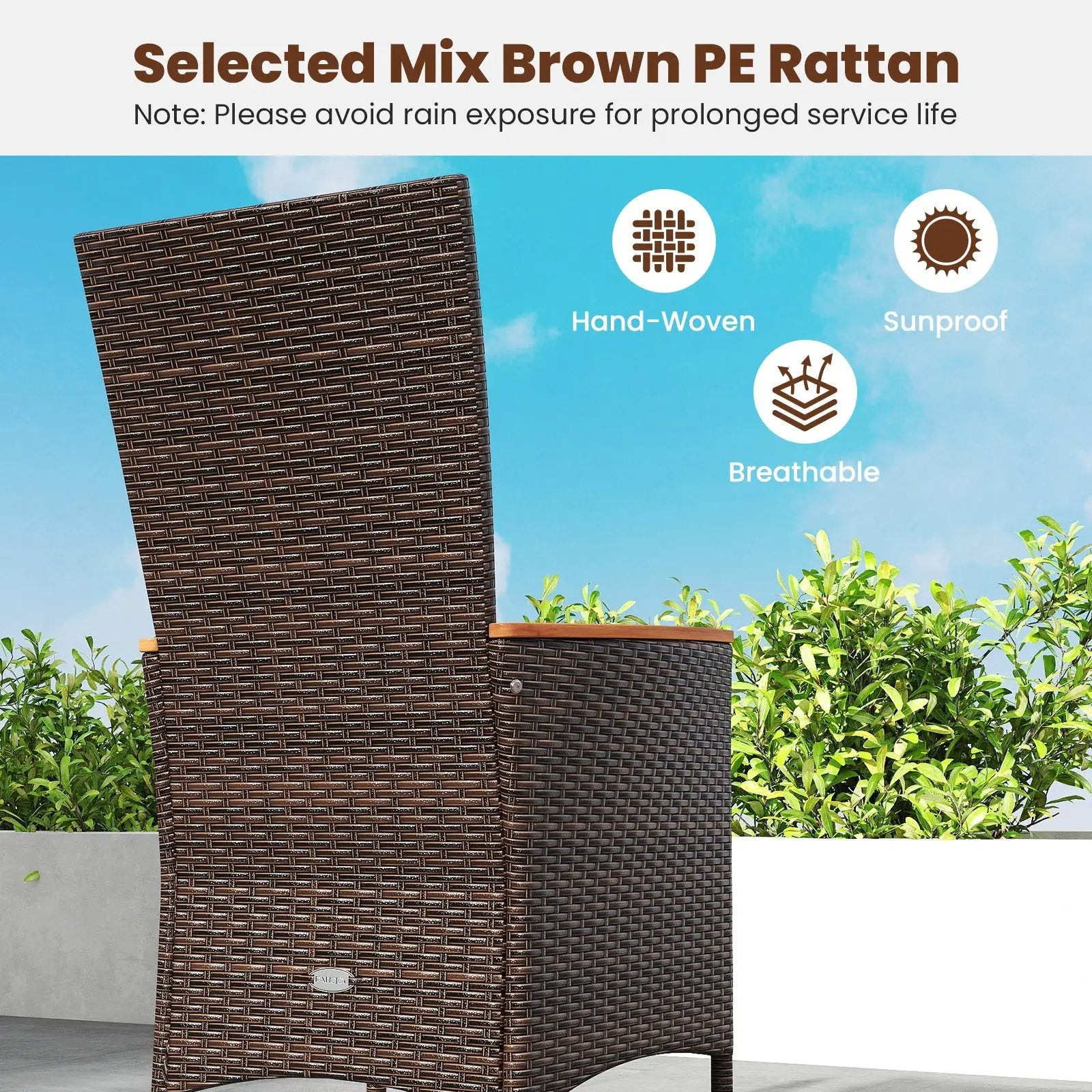 Outdoor Dining Set for 6 Patio Wicker Armchairs and Acacia Wood Table by DirectDeals