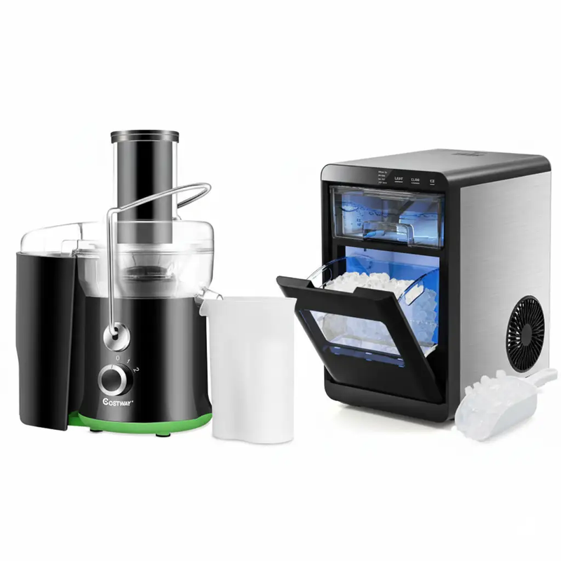 Countertop Nugget Ice Maker and Powerful Fruit Vegetable Juicer Combo for Refreshing Beverages by DirectDeals