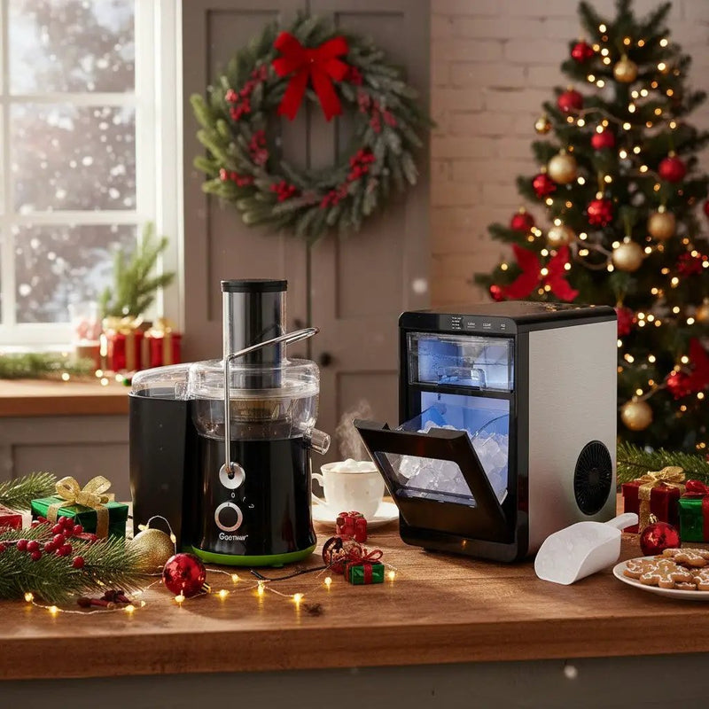 Countertop Nugget Ice Maker and Powerful Fruit Vegetable Juicer Combo for Refreshing Beverages by DirectDeals