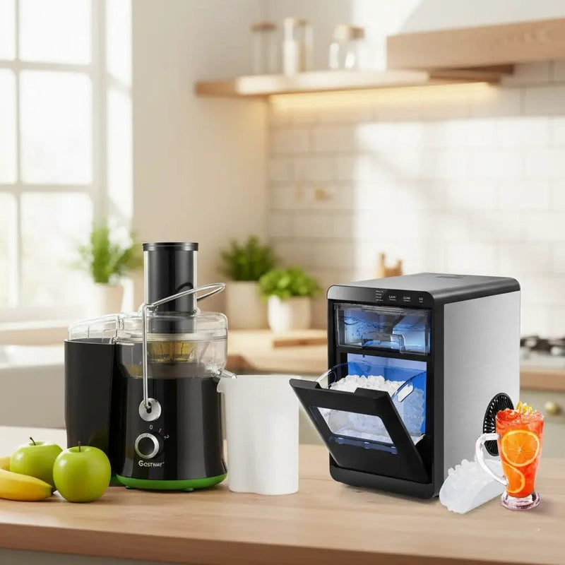 Countertop Nugget Ice Maker and Powerful Fruit Vegetable Juicer Combo for Refreshing Beverages by DirectDeals