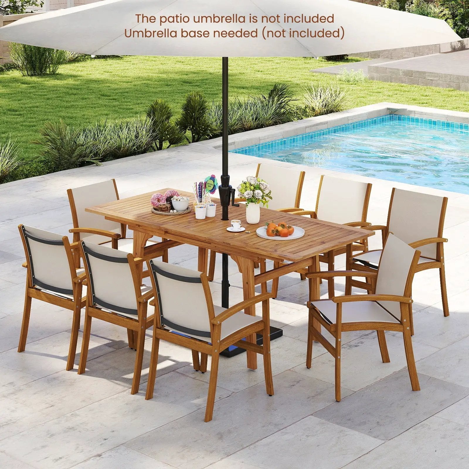 9 Pieces Acacia Wood Patio Dining Set for 6 by DirectDeals