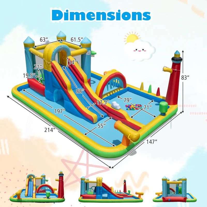 Inflatable Water Slide with Jumping Area and Climbing Wall(with 680W Blower) by DirectDeals