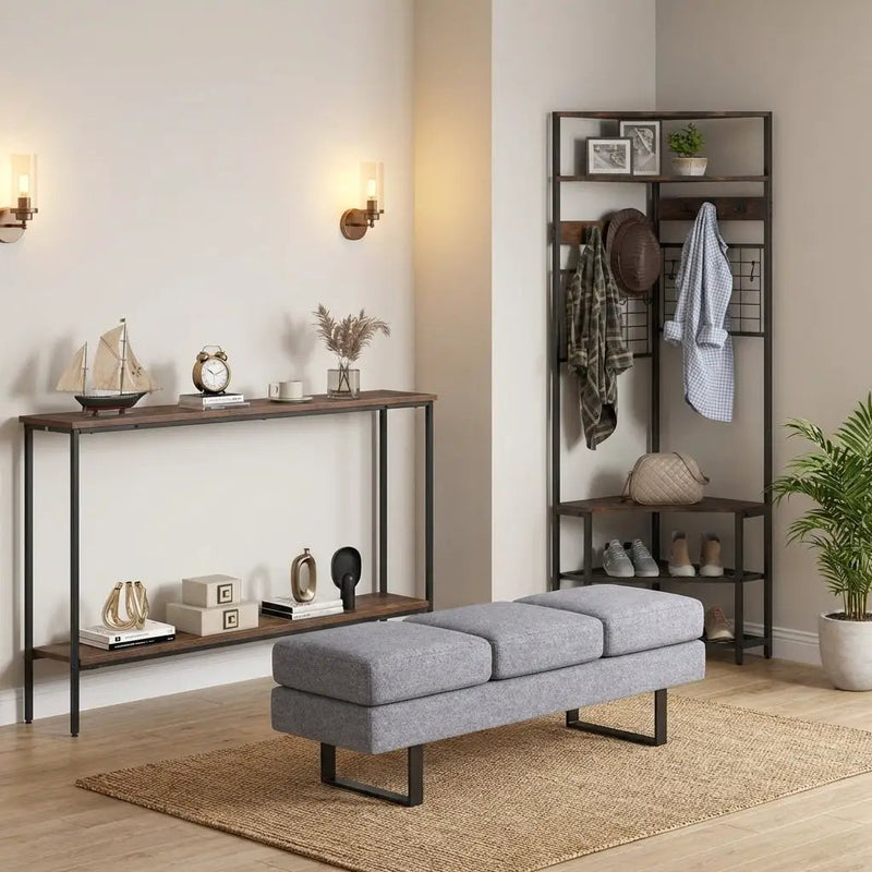 Entryway Set with 44 Inch Console Table 5-Tier Corner Hall Tree and Waiting Room Bench by DirectDeals