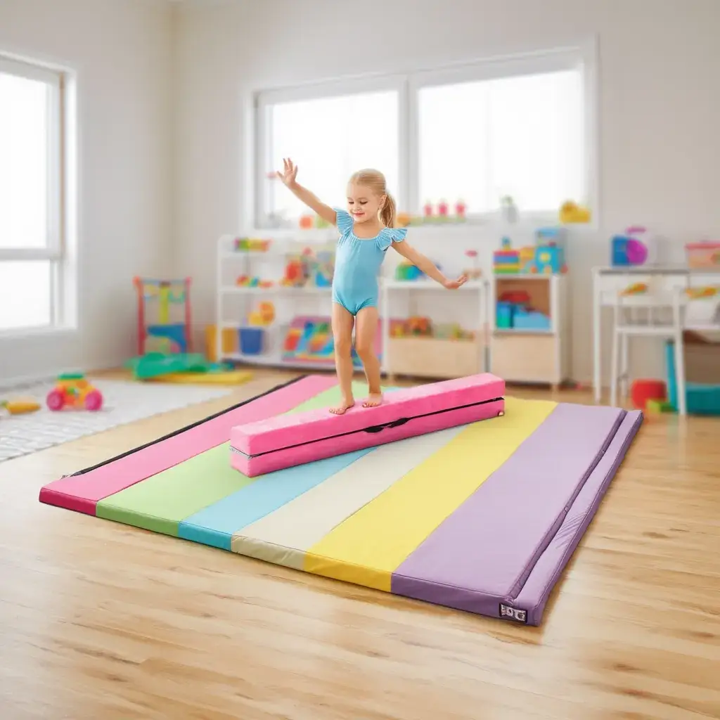 Yoga Set: Gymnastics Mat+Folding Gymnastics Balance Beam by DirectDeals