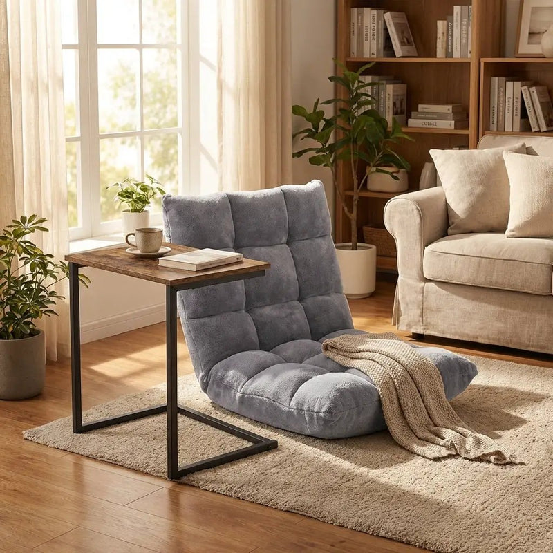 14-Position Adjustable Floor Chair & C-Shaped End Table Set by DirectDeals