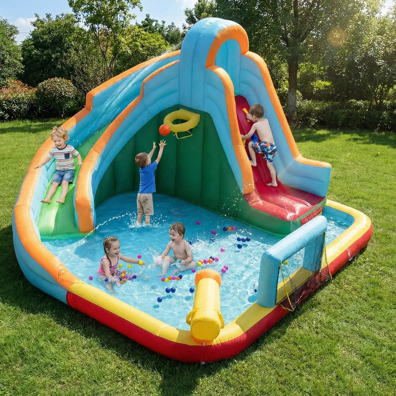 6-in-1 Inflatable Water Slide Park with 750W Blower for Yard by DirectDeals