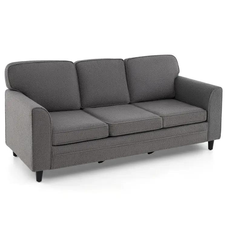 Contemporary Living Room Furniture Suite: Modern 3-Seat Teddy Velvet Sofa + 47-Inch Glass Coffee Table by DirectDeals