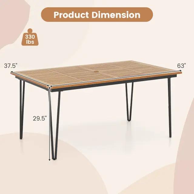 63 Inch Outdoor Dining Table & Set of 4 Patio Dining Chairs by DirectDeals