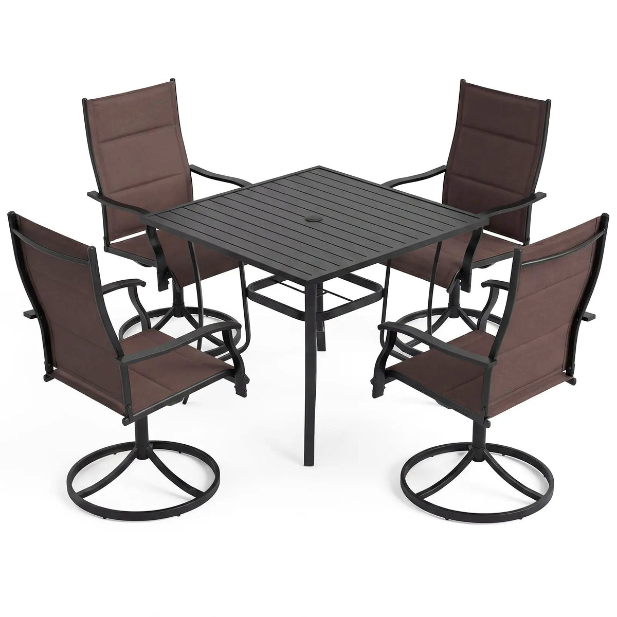 5 Pieces Outdoor Dining Set with 4 Swivel Chairs and 36 Inch Square Patio Table, photo 3 of 16