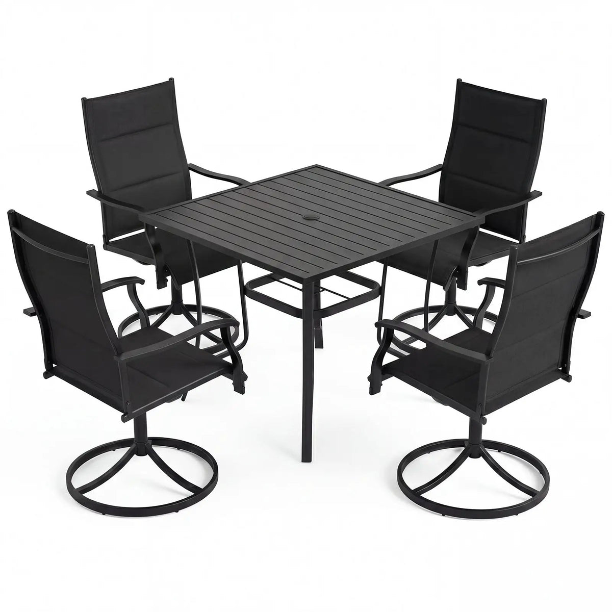 5 Pieces Outdoor Dining Set with 4 Swivel Chairs and 36 Inch Square Patio Table, photo 4 of 16