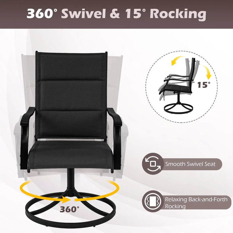 5 Pieces Outdoor Dining Set with 4 Swivel Chairs and 36 Inch Square Patio Table by DirectDeals